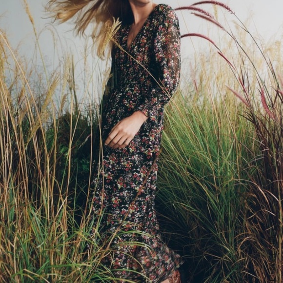 Zara Long Print Boho Button-Up Multicoloured Dress - Picture 14 of 14